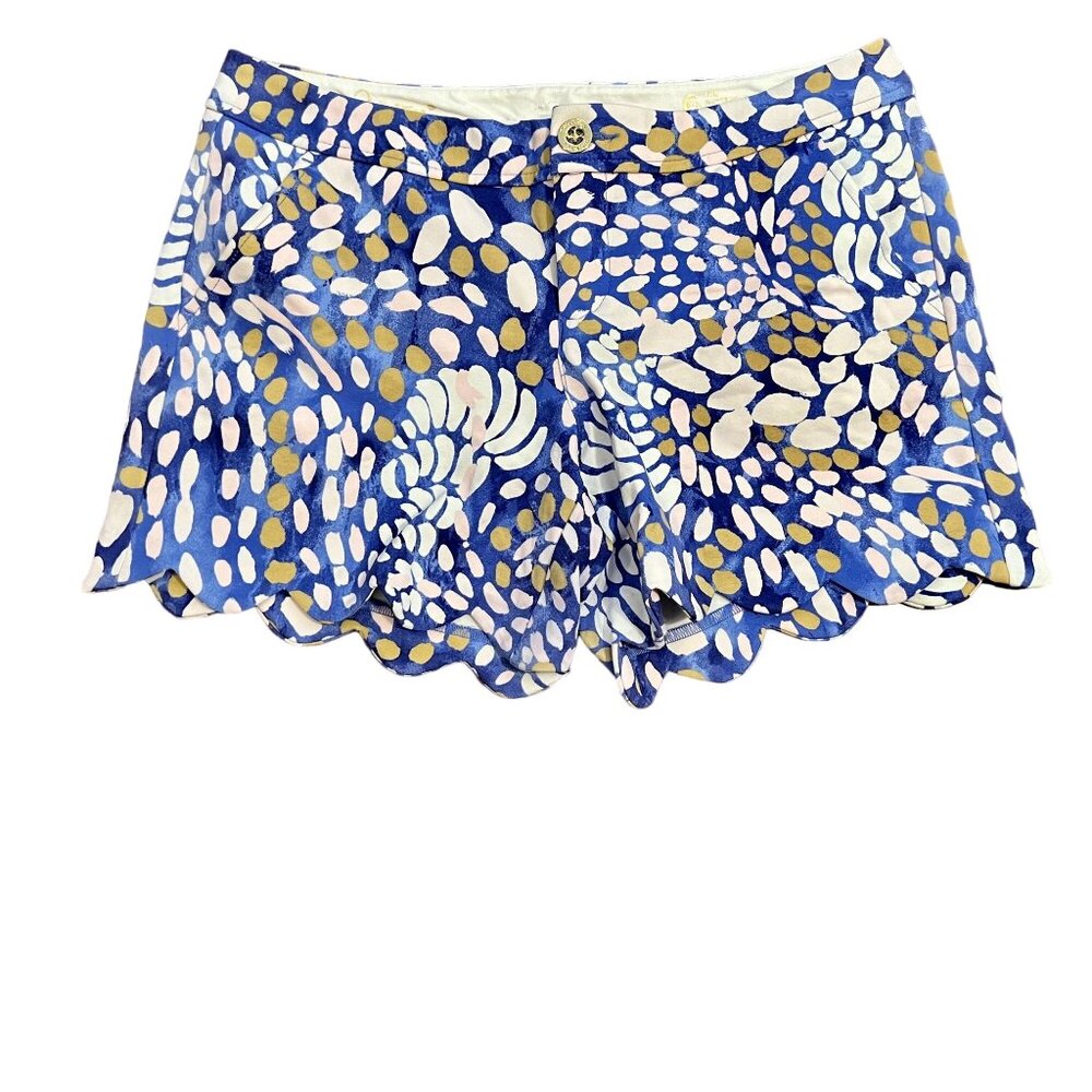 Lilly Pulitzer Buttercup Shorts Women's Size 6  Blue White Gold Patterned
